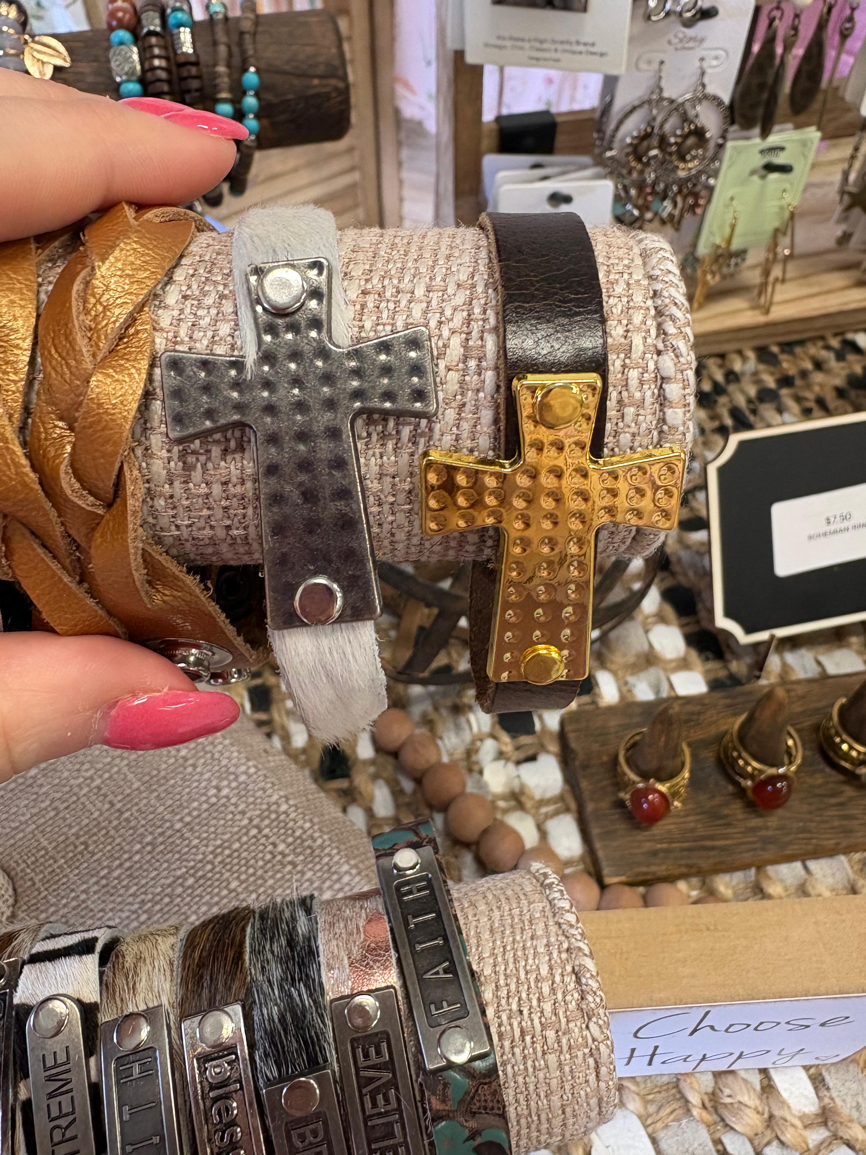Mini Cuff  Metal Cross