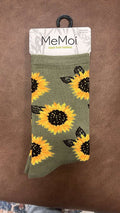 memoi Majestic Sunflower Bamboo Blend Crew Socks